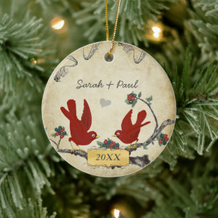 Hochzeitsfoto-Andenken-Paare 1. Weihnachten Keramikornament
