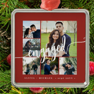 Hochzeitsfoto-Collage elegante Schrift Andenken Ornament Aus Metall