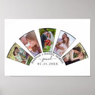 Hochzeitsfoto Collage Fan Form Individuelle Name W Poster