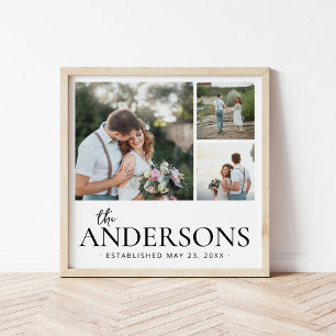 Hochzeitsfoto-Collage mit Monogramm Poster