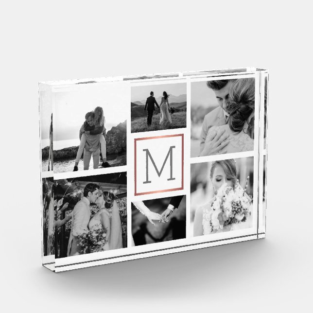 Hochzeitsfoto Collage Monogram Black & White Fotoblock (Links)