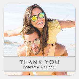 Hochzeitsfoto Danke-Favor-Sticker Quadratischer Aufkleber