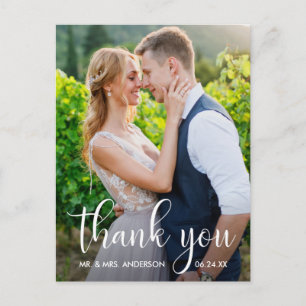Hochzeitsfoto-Kalligrafie-Skript Danke Postkarte