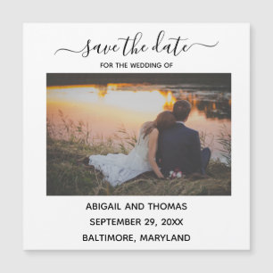 Hochzeitsfoto Moderne Kalligrafie "Save the Date" Magnetkarte