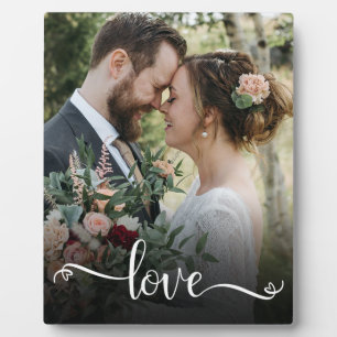 Hochzeitsfoto-Schild mit Liebesschrift Fotoplatte