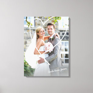 HOCHZEITSFOTO süße handgezeichnete Herz-Overlay Leinwanddruck