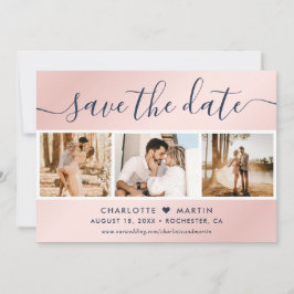 HochzeitsfotoCollage in Navy Blue und Blush Save The Date