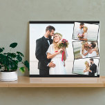 HochzeitsfotoCollage mit vertikaler ZigZag Montage Leinwanddruck<br><div class="desc">Erstellen Sie Ihre eigenen,  einzigartigen Hochzeitszelt Foto verpackt Leinwand. Die Fotovorlage ist für Sie bereit,  4 Ihrer Lieblingsbilder hinzuzufügen,  die automatisch als ein Foto im Hintergrund im Landschaftsformat angezeigt werden,  während die restlichen 3 Fotos in einer Zick-Zack-Montage überlagert werden. Das Design hat schmale schwarze Fotorahmen und einen schwarzen Rahmen.</div>