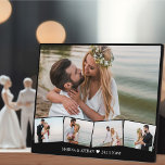 Hochzeitsfotocollage mit Zigzag-Bilderstreifen Fotoplatte<br><div class="desc">Cooles Foto-Display für 5 Ihrer Lieblings-Hochzeit-Fotos. Die Bildvorlage zeigt das Foto als Hintergrund an,  die restlichen 4 werden in einem Zickzack-Foto am unteren Rand dargestellt. Sie können die Formulierung mit Ihrer Textwahl,  wie z.B. Braut- und Bräutigam-Name und Hochzeitstag,  personalisieren.</div>