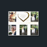 Hochzeitsfotocollage Rustic Simple Heart Quote Leinwanddruck<br><div class="desc">Eine einfache Collage von Hochzeitsfeiern, die ein modernes Herz auf einem rustikalen Holzboden umgeben, mit einem Liebe Zitat in der Mitte. Ändern Sie einfach die Wörter für sich selbst oder verlassend. Ändern Sie den Namen in Ihre eigenen individuelle Namen und Datum. Ändern Sie die Fotos für Ihre eigene benutzerdefinierte Collage-Leinwand....</div>