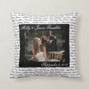 Hochzeitsfotografie mit romantischem Textkissen Kissen