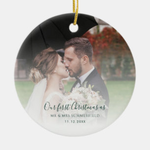 Hochzeitsfotos 1. Weihnachten als Herr und Frau Keramik Ornament