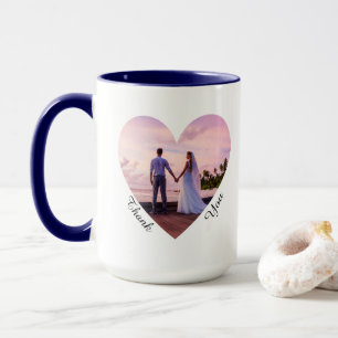 Hochzeitsfotos Herz Danke-Favors in Navyblau Tasse