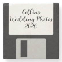 Hochzeitsfotos Stein Untersetzer | Retro Diskette