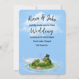 Hochzeitsfrosche auf Lily Pad mit Herz Einladung