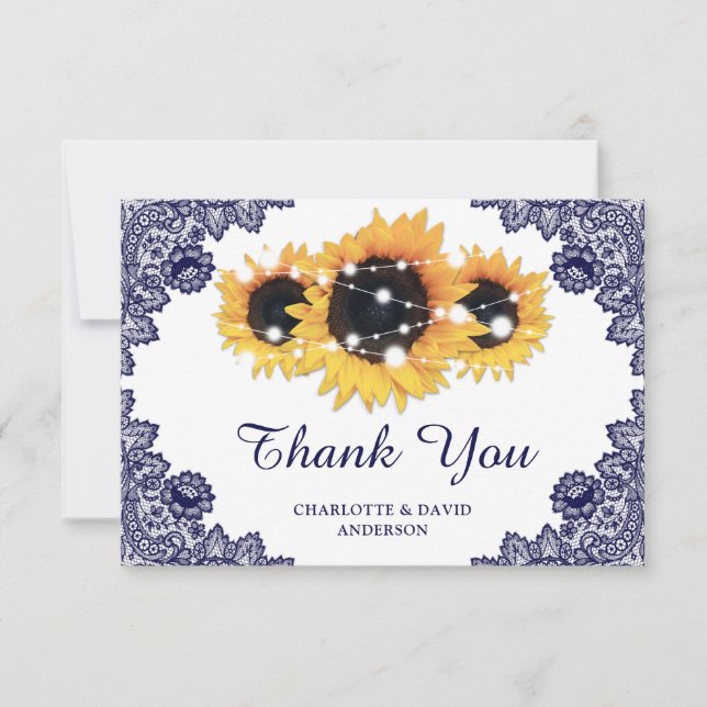 Hochzeitsgarantie für blaue Sonnenblumen Dankeskarte (Vorderseite)