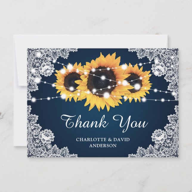 Hochzeitsgarantie für blaue Sonnenblumen Dankeskarte (Vorderseite)