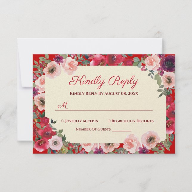 Hochzeitsgarten mit lila Blumengarten RSVP Karte (Vorderseite)