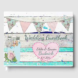 Hochzeitsgast Aquamarines rustikales Shabby Chic Gästebuch