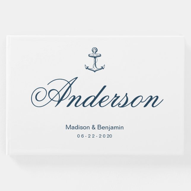 Hochzeitsgast-Buch, Anchor, Navy Blue, Beach Gästebuch (Vorderseite)