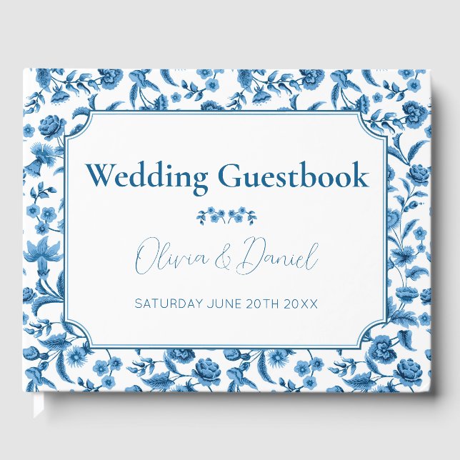 Hochzeitsgast-Buch Chintz Blue & White Floral Gästebuch (Vorderseite)