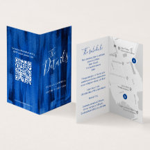 Hochzeitsgast-Details Karte QR-Code Saphir blau