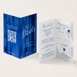Hochzeitsgast-Details Karte QR-Code Saphir blau