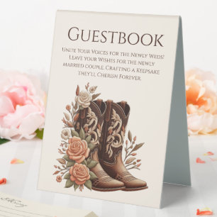 Hochzeitsgast-Gästebuch - Skyschuhe mit Blume Tischaufsteller
