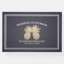 Hochzeitsgast Gold Ananas Couple Navy Blue Gästebuch