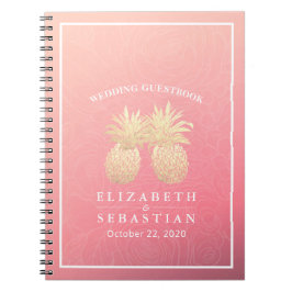 Hochzeitsgast Gold Ananas Couple Pink Roses Notizblock