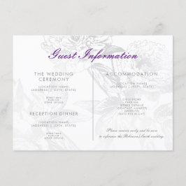 Hochzeitsgast-Informationen Floral Silver Lila Begleitkarte