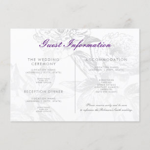 Hochzeitsgast-Informationen Floral Silver Lila Begleitkarte