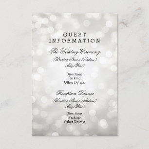 Hochzeitsgast-Informationen Silver Glitzer Lights Begleitkarte