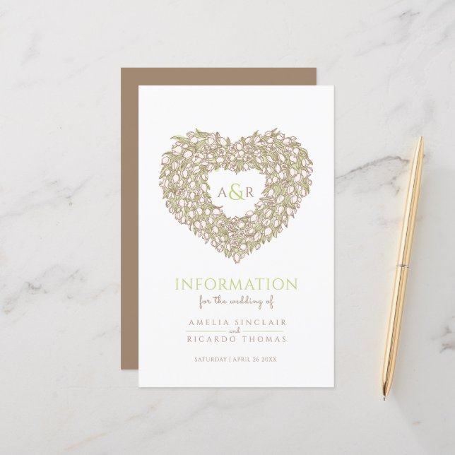 Hochzeitsgast-Informationen über Cream Tulpe (Vorderseite/Rückseite Beispiel)