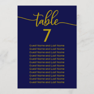 Hochzeitsgast-Sitzplatz Elegant Gold Navy Blue Einladung