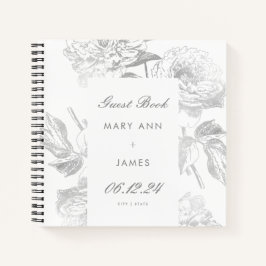 HochzeitsgastBuch Modern Simple Floral Silver Notizbuch