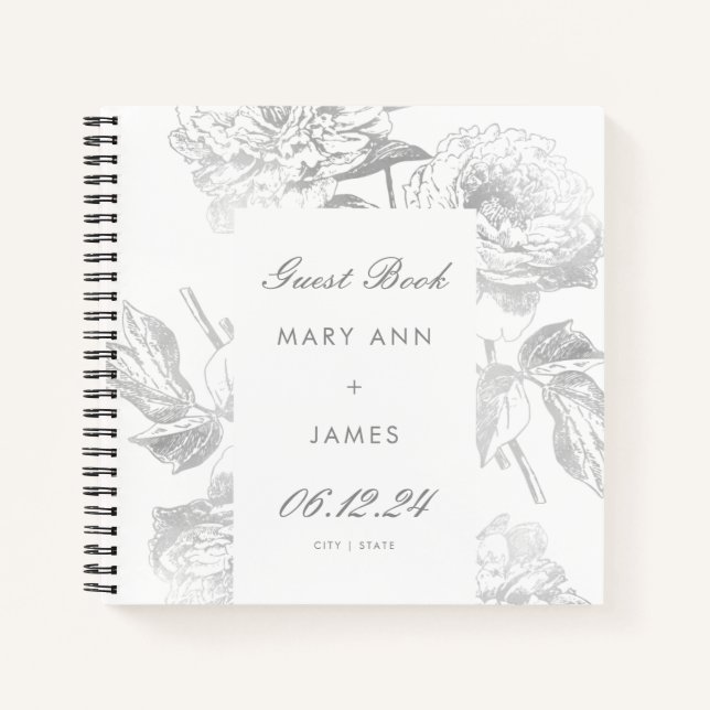 HochzeitsgastBuch Modern Simple Floral Silver Notizbuch (Vorderseite)
