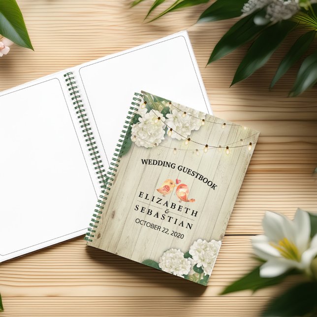 HochzeitsgastBuch Rustikales Holz Blumenstrauß Lic Notizbuch (Von Creator hochgeladen)