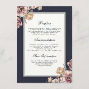 Hochzeitsgäste von Marine und Mauve Floral Begleitkarte