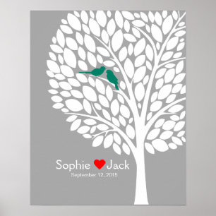 Hochzeitsgästebuch Baum in Türkisfarbe Poster