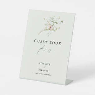 Hochzeitsgästebuch im Landhausstil mit Wildblumen Sockelschild