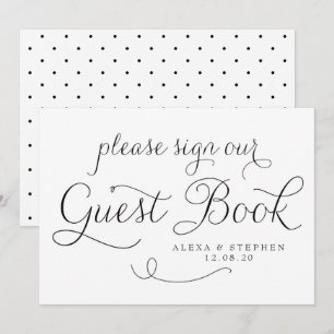 Hochzeitsgästebuch im schwarzen Dainty-Calligraphy Einladung
