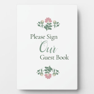Hochzeitsgästebuch-Schild mit Blumenmotiv Fotoplatte