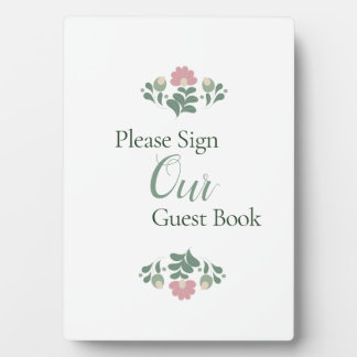 Hochzeitsgästebuch-Schild mit Blumenmotiv Fotoplatte