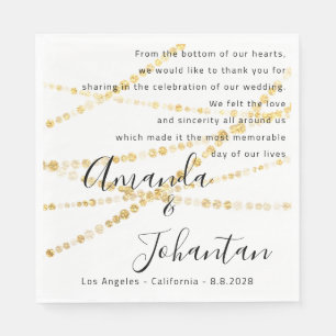 Hochzeitsgedicht mit Floral Gold - Weißer Name Dat Serviette