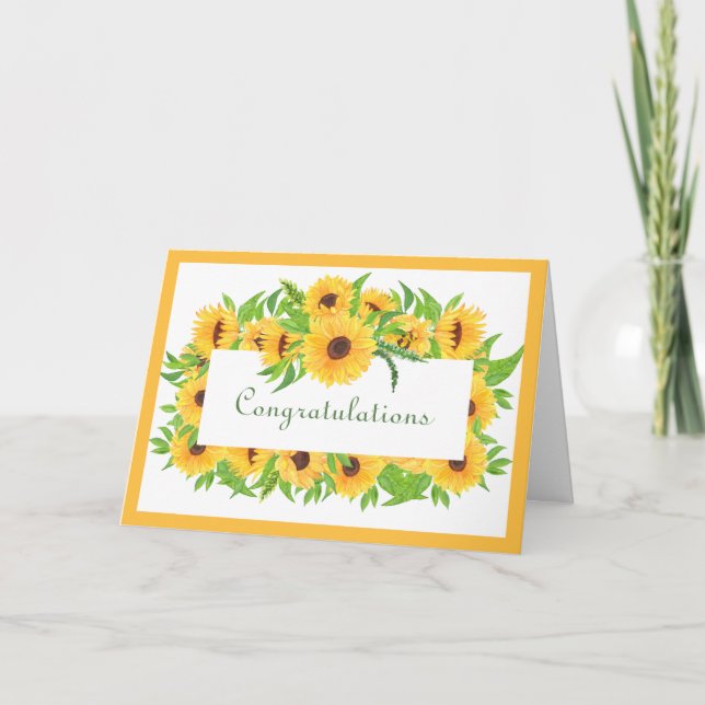 Hochzeitsgelbe Sonnenblumen Herzlichen Glückwunsch Karte (Vorderseite)
