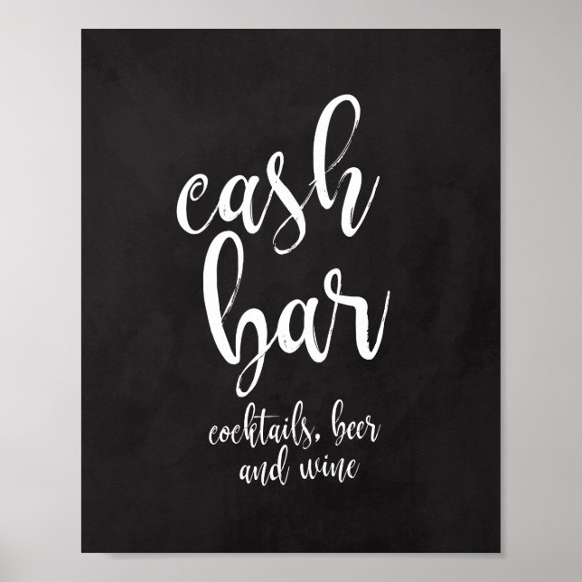 Hochzeitsgeld-Bar-Chalkboard 8x10-Zeichen Poster (Vorne)