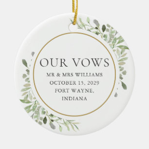 Hochzeitsgelübde für ihn und sie, Grünzeug und Lau Keramik Ornament