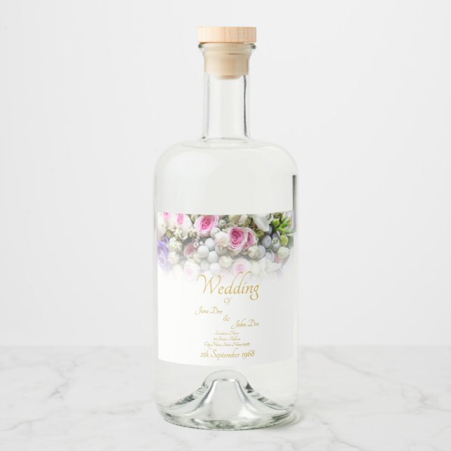 Hochzeitsgeschenk - Braut mit farbenprächtigem Hoc Alkoholflaschenetikett (Vorderseite)