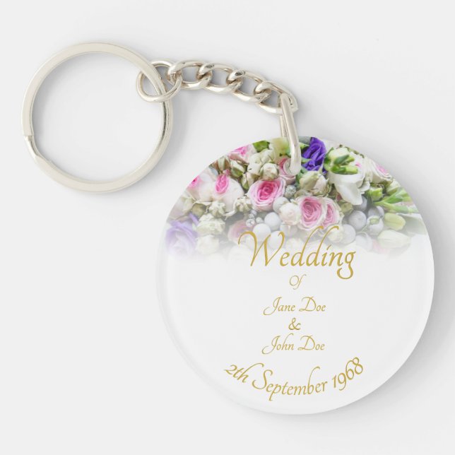 Hochzeitsgeschenk - Braut mit farbenprächtigem Hoc Schlüsselanhänger (Vorderseite)